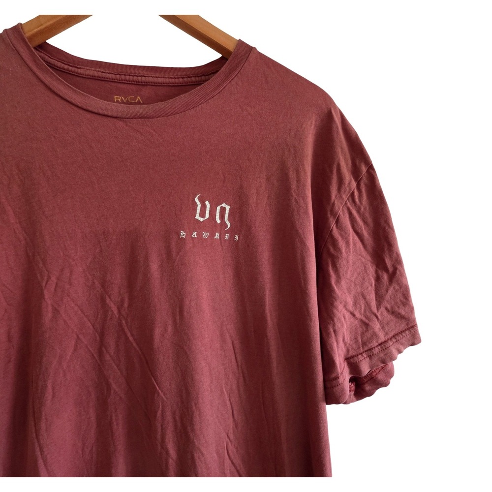 RVCA Mens Vintage Wash VA Hawaii State of Aloha Graphic T-Shirt Burgundy XXL - Picture 3 of 8